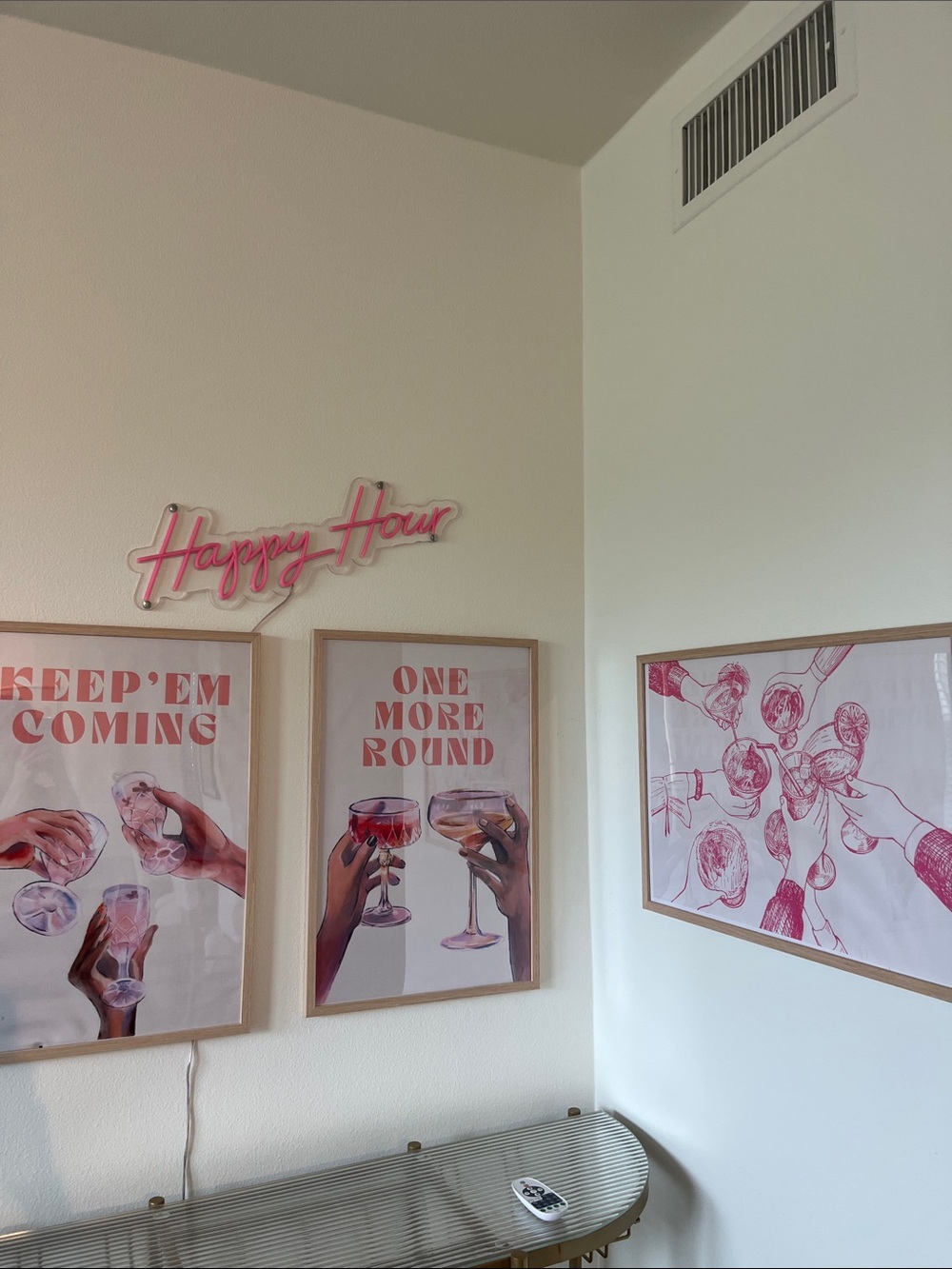Happy Hour Neon Wall Sign and posters - Pink